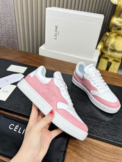 SNEAKER WITH TRIOMPHE IN WHITE MIX BABY PINK CALFSKIN