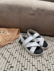 ELECTRIC SANDAL BLACK MIX WHITE CALFSKIN