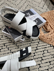 ELECTRIC SANDAL BLACK MIX CREAMY WHITE CALFSKIN