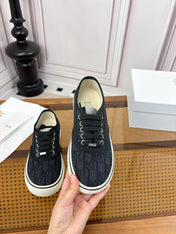 DIOR 26S LOW TOP SNEAKERS IN BLACK OBLIQUE CANVAS WITH RUBBER SOLE