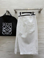 Loewe 25 Belt Skirt White Cotton