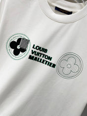LV WHITE COTTON T-SHIRT GREEN LOGO PRINT 238843