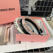 SILK HAIRBAND ATTACHED CRYSTAL LOGO LIGHT PINK 196476