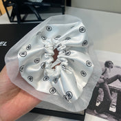 CHANEL 26S BOW SCRUNCHIE IN WHITE SILK 512118