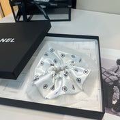 CHANEL 26S BOW SCRUNCHIE IN WHITE SILK 512118
