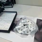 CHANEL 26S BOW SCRUNCHIE IN WHITE SILK 512118