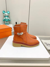 BOTINES HISTORY BOOTS IN SALAMANDER ORANGE CALFSKIN