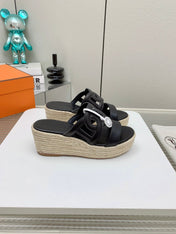 ITHEA 85 MM ESPADRILLE IN BLACK CALFSKIN
