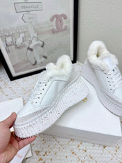 CHLOÉ 26S WEDGE SOLE SNEAKERS IN WHITE CALFSKIN