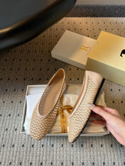 THE ROW 26S BALLET FLATS IN NUDE BEIGE MESH