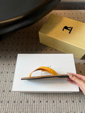 THE ROW 26S THONG SANDALS IN MUSTARD YELLOW SUEDE
