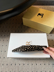 THE ROW 26S SQUARE TOE BACKLESS SLIDES IN BLACK SPOTTED CALF HAIR