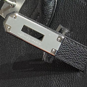 HERMES 25S SHOULDER BIRKIN 29 IN BLACK CALFSKIN SILVER HARDWARE