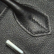 HERMES 25S SHOULDER BIRKIN 29 IN BLACK CALFSKIN SILVER HARDWARE