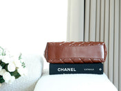 CHANEL 25S HOBO BAG 32 CM IN BROWN LAMBSKIN WITH GOLD HARDWARE