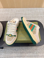 GUCCI 26S BACKLESS SNEAKERS IN BEIGE CANVAS AND LEATHER