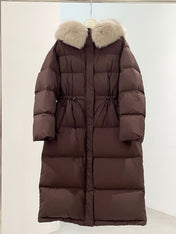 MAX MARA 25S LONG DOWN COAT WITH FOX FUR COLLAR 177