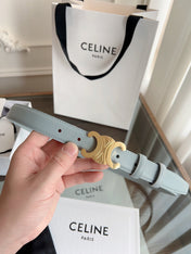 TRIOMPHE BELT 24MM IN ASH GRAY CALFSKIN WITH GOLD BUCKLE