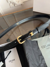 CELINE 26S BELT 18 MM IN BLACK CALFSKIN 658527