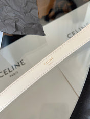 CELINE 26S BELT 18 MM IN CREAM WHITE CALFSKIN 658529