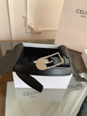 CELINE 26S BELT 18 MM IN BLACK CALFSKIN 658530