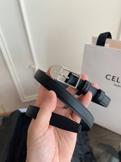 CELINE 26S BELT 18 MM IN BLACK CALFSKIN 658530