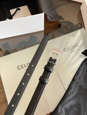 CELINE 26S BELT 18 MM IN BLACK CALFSKIN 658530