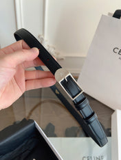 CELINE 26S BELT 18 MM IN BLACK CALFSKIN 658530