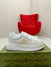 GG TRAINER WHITE CALFSKIN WITH PATTERN