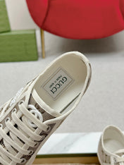 GG TRAINER SCALLOPED TOE LIGHT GRAY DENIM