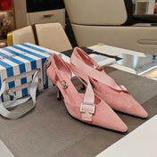 PRADA 26S POINTED-TOE HIGH-HEELED 70MM IN LIGHT PINK SUEDE