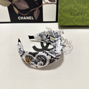 HAIRBAND IN WHITE AND BLACK PATTERN FABRIC 299347