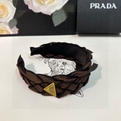 BRAIDED HEADBAND IN CHOCOLATE AND BLACK TRIM FABRIC 381459