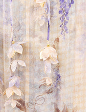 ZIMMER PLEATED V-NECK SLEEVELESS DRESS IN BEIGE MIX PURPLE