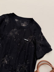 MIUMIU 26S LACE SHORT SLEEVE T-SHIRT 1229
