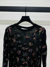 DIOR FLORAL EMBROIDERED KNITTED LONG-SLEEVE TOP 276695