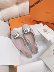 HM 26S INNOCENTE SLINGBACK IN LIGHT PINK CALFSKIN SILVER HARDWARE