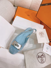 HM 26S INNOCENTE SLINGBACK IN LIGHT BLUE SUEDE SILVER HARDWARE