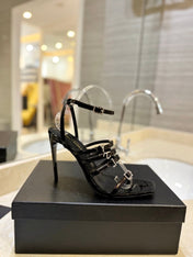 SL JERRY HEELED SANDALS BLACK POLISHED CALFSKIN