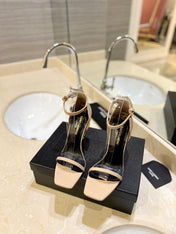 SL OPYUM SANDALS 105 CAMEL AND BLACK CALFSKIN