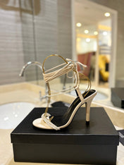 SL PEARL HIGH HEEL SANDALS CREAM CALFSKIN