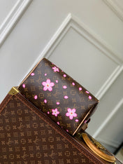 SPEEDY BANDOULIÈRE CHERRY BLOSSOM 25 IN SAKURA BROWN MONOGRAM COATED CANVAS