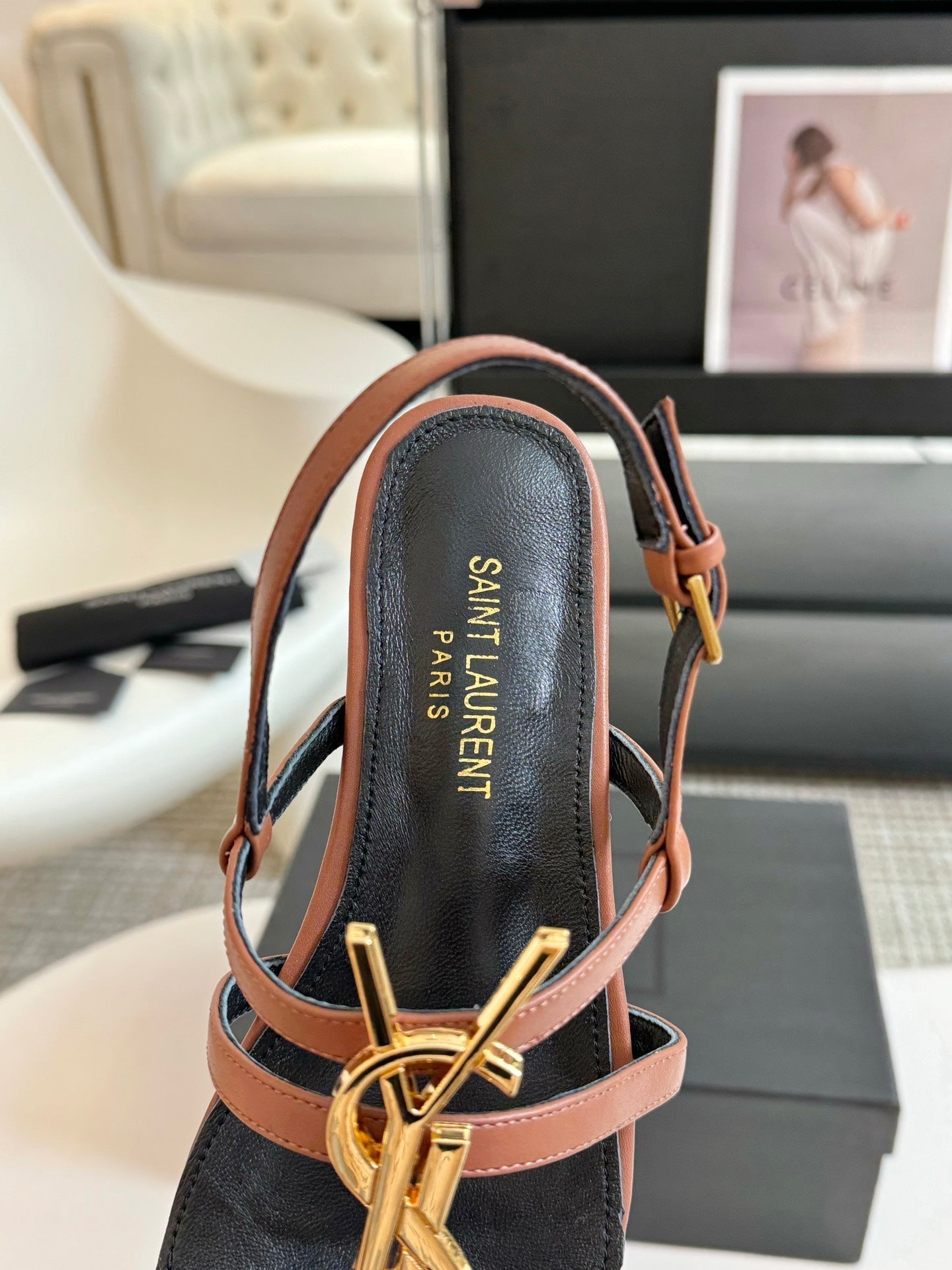 SL CASSANDRA TRIPLE SANDAL FLAT CIDER CALFSKIN