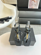 SL CASSANDRA MID-HEEL SANDAL BLACK CALFSKIN