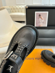 LV CHECKER MARY JANE IN BLACK CALFSKIN