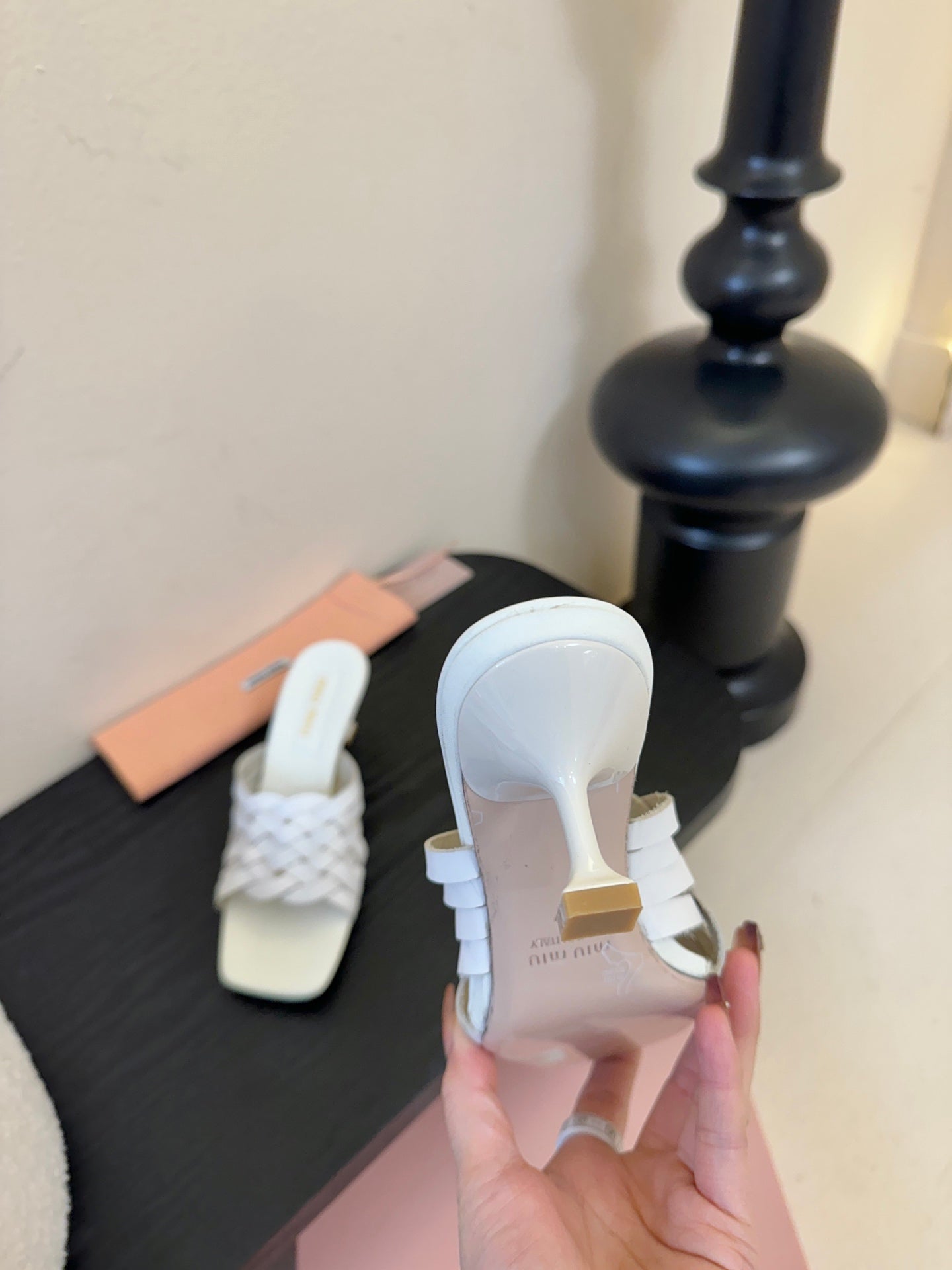 MIUMIU 26S IVETTE WOVEN HEELED SANDALS 40MM IN WHITE CALFSKIN