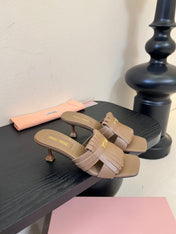 MIUMIU 26S HIGH-HEEL SANDALS 40MM IN BROWN CALFSKIN