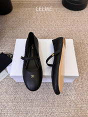 CELINE 26S BALLERINA FLATS IN BLACK LAMBSKIN