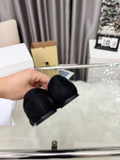THE ROW 26S CLASSIC LOAFER FLATS IN BLACK SUEDE