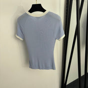 CHANEL 26S CONTRAST TRIM RIBBED KNIT TOP 1351